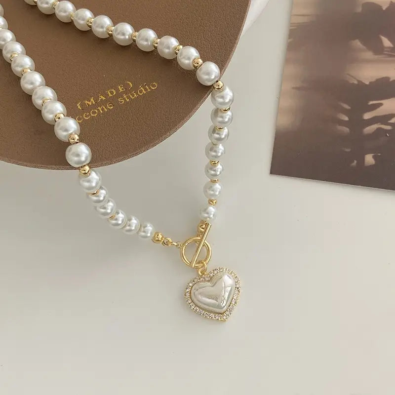 Elegant Pearl Heart Pendant