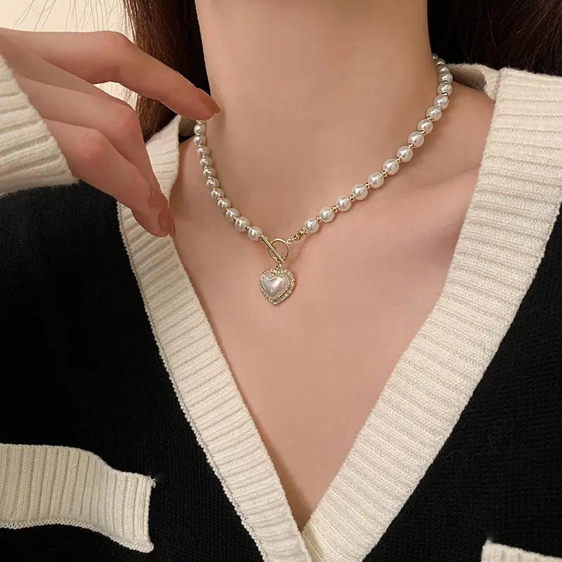 Elegant Pearl Heart Pendant