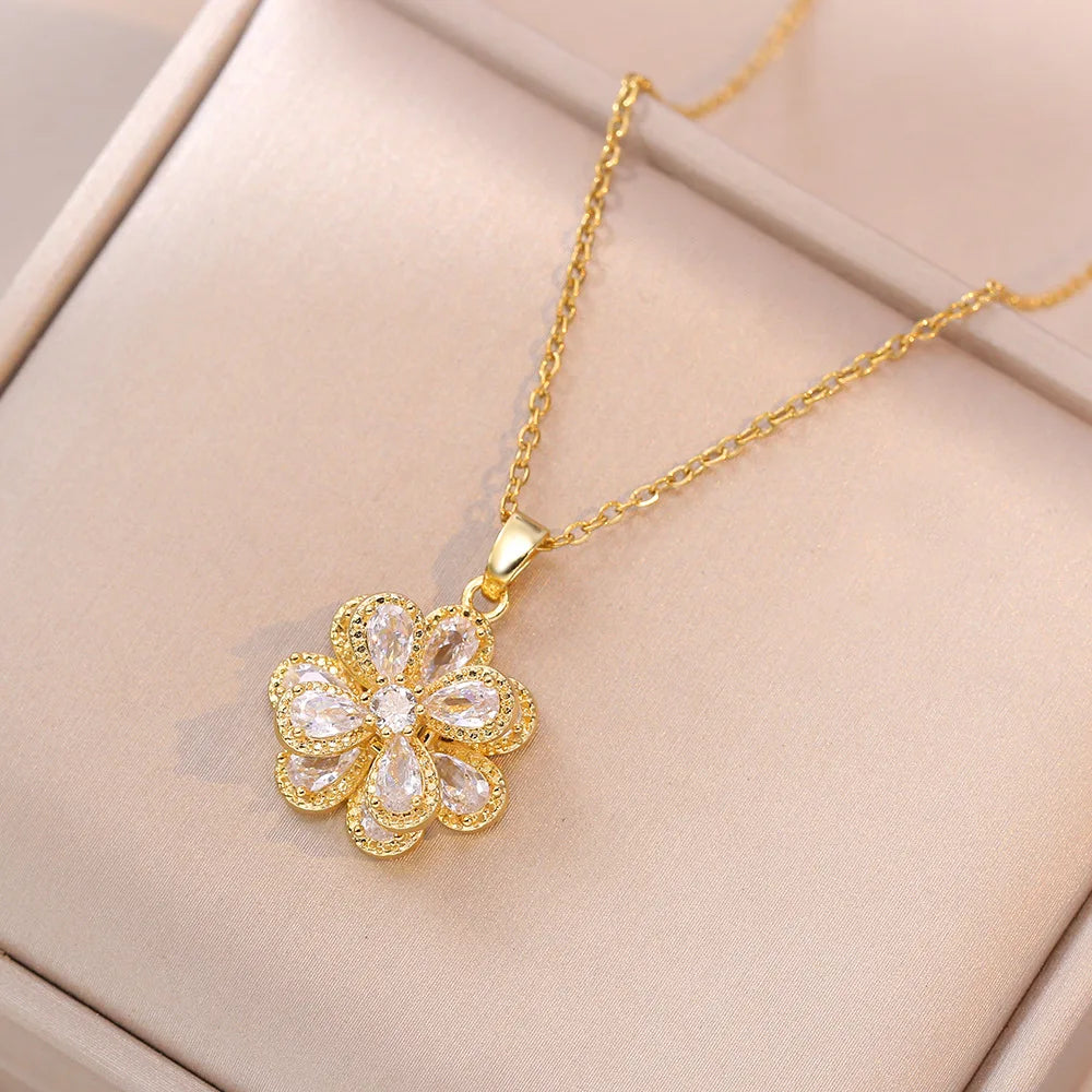 Gold Zircon Flower Chain