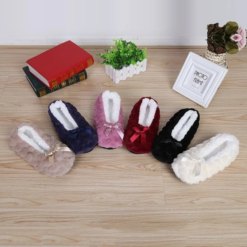 Cute Fuzzy Heart House Shoes