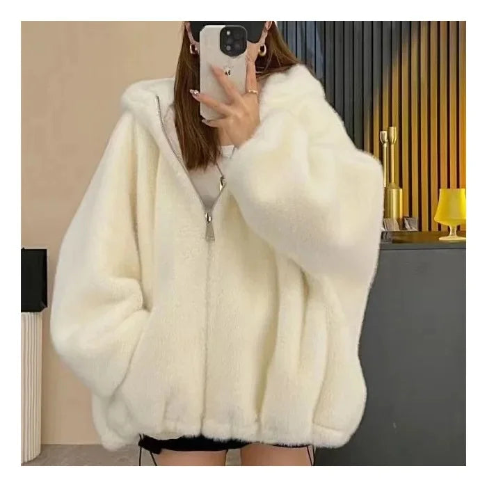 Hooded Faux Shearling Gilet Jacket