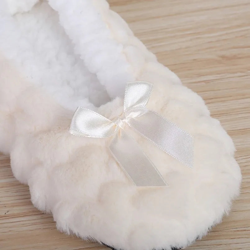 Cute Fuzzy Heart House Shoes