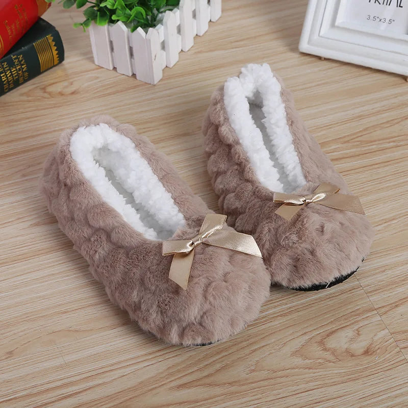 Cute Fuzzy Heart House Shoes