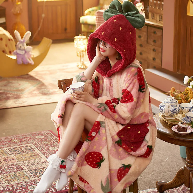 Kawaii Hooded Flannel Robe