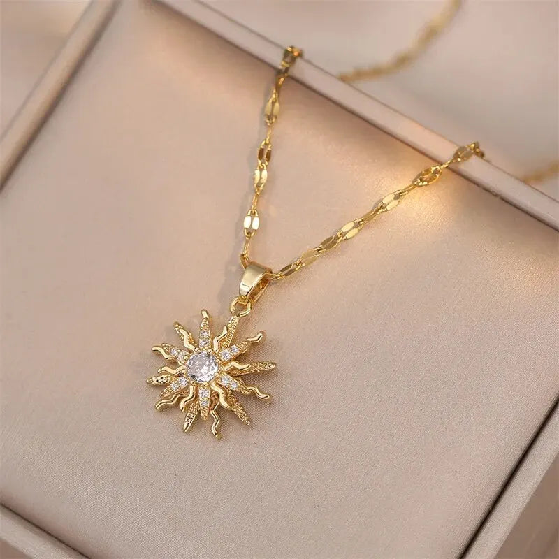 Gold Zircon Flower Chain