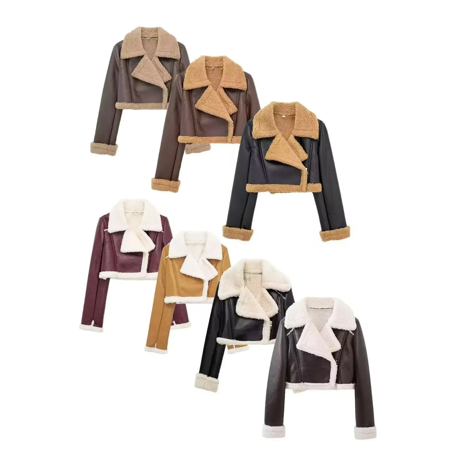 Short Leather Fur Jacket Coat