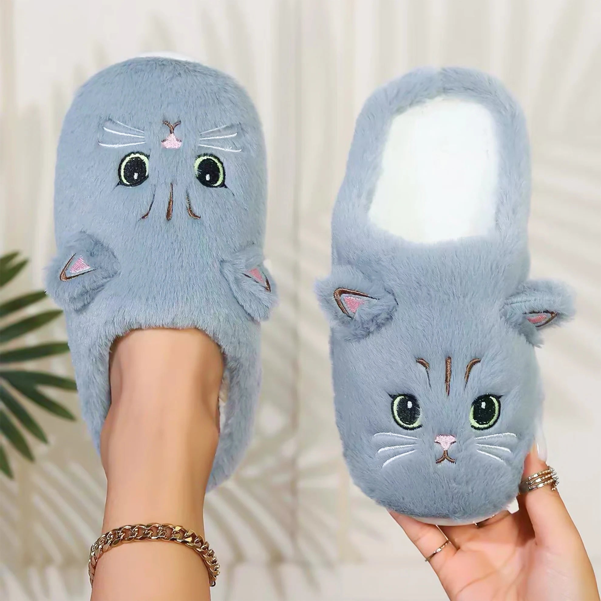 Novelty Cat-Shaped House Shoes