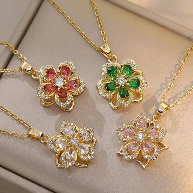 Gold Zircon Flower Chain