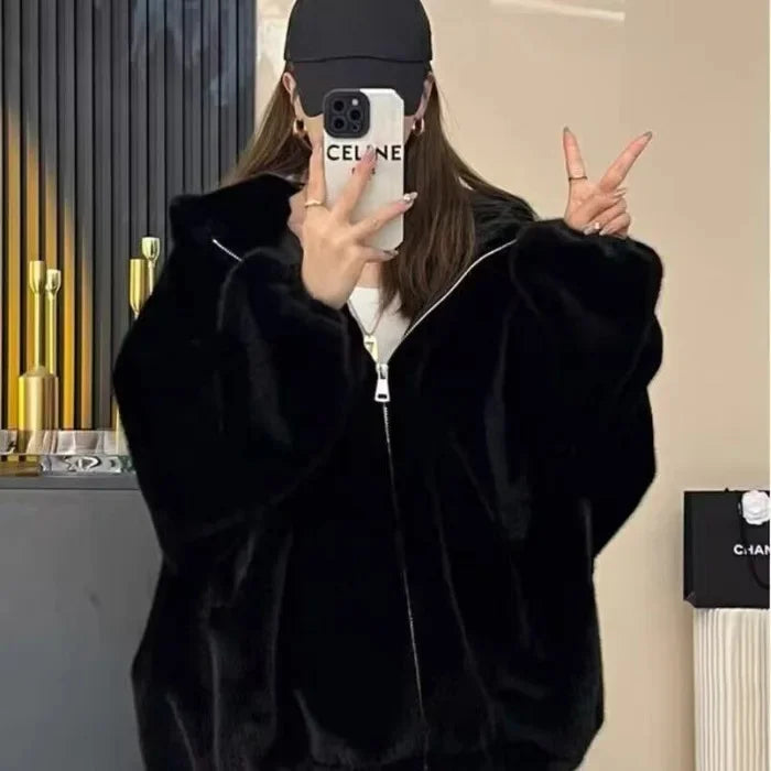 Hooded Faux Shearling Gilet Jacket