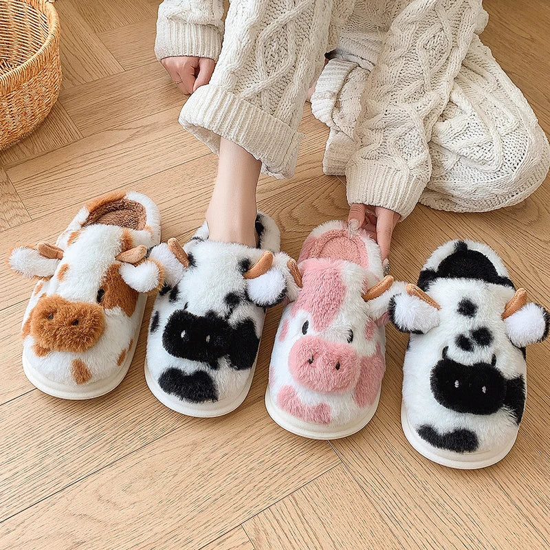 Fuzzy Cow Slippers