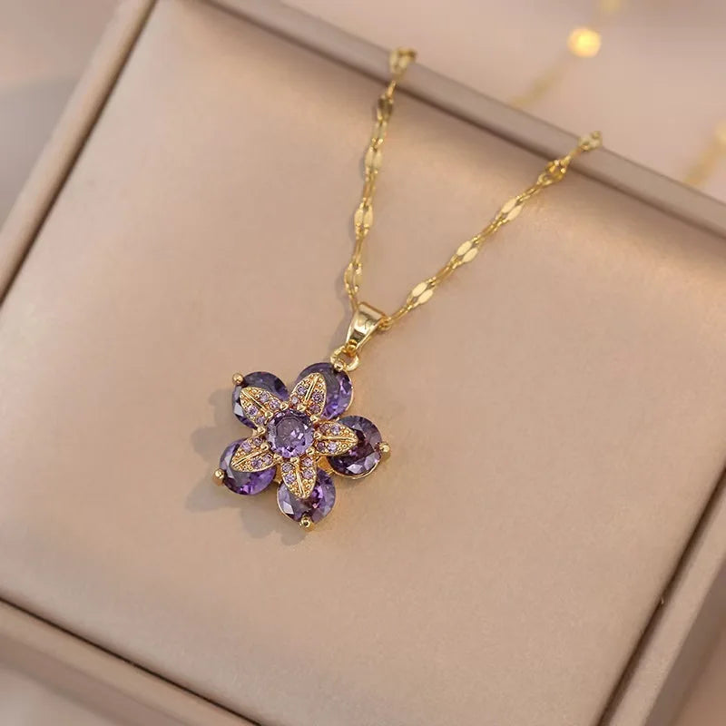 Gold Zircon Flower Chain