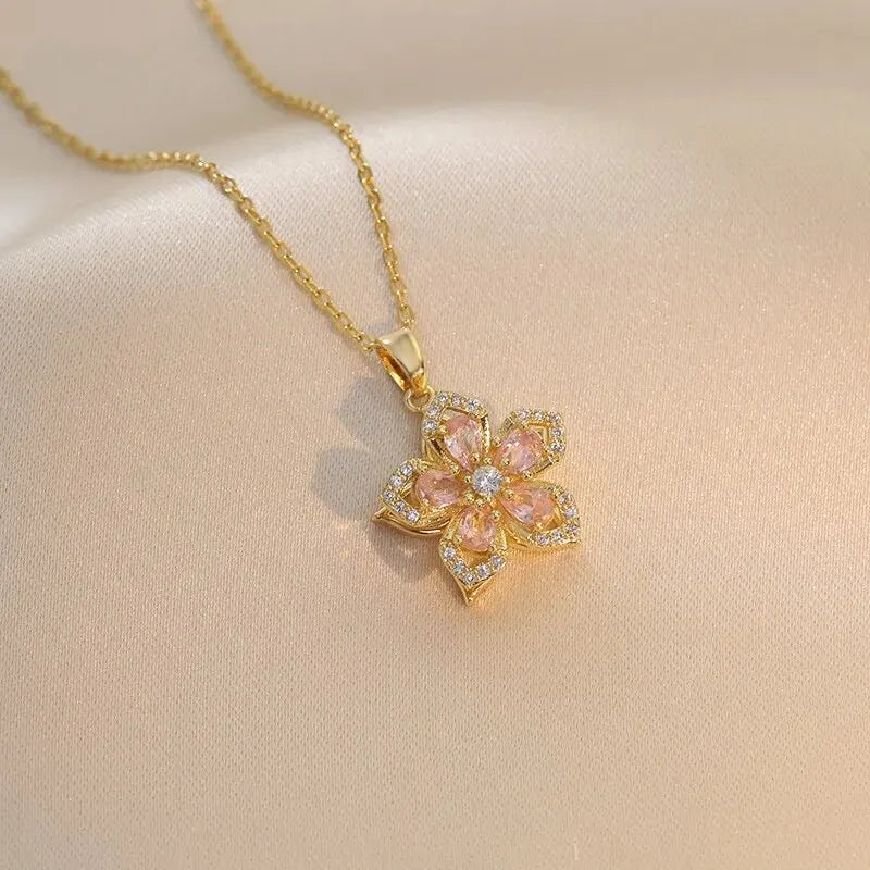 Gold Zircon Flower Chain