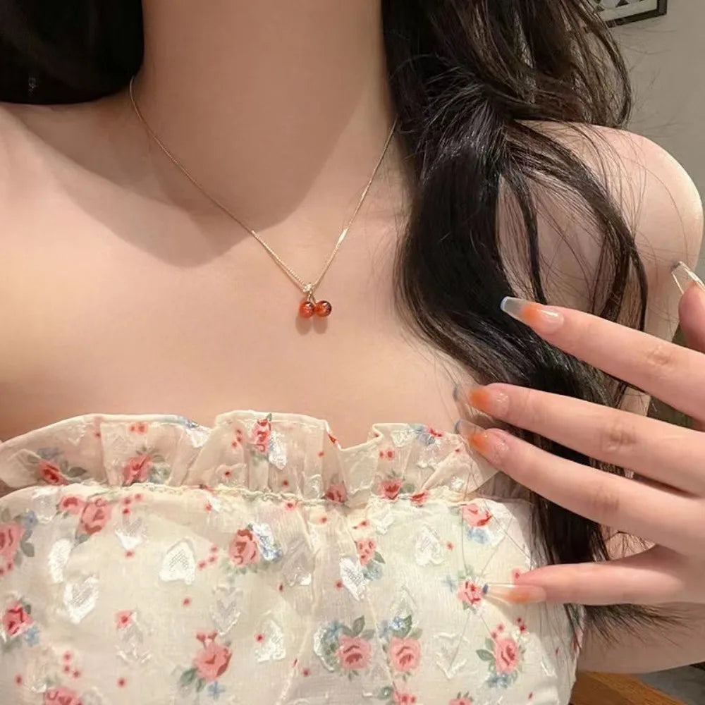 Red Cherry Chain Necklace
