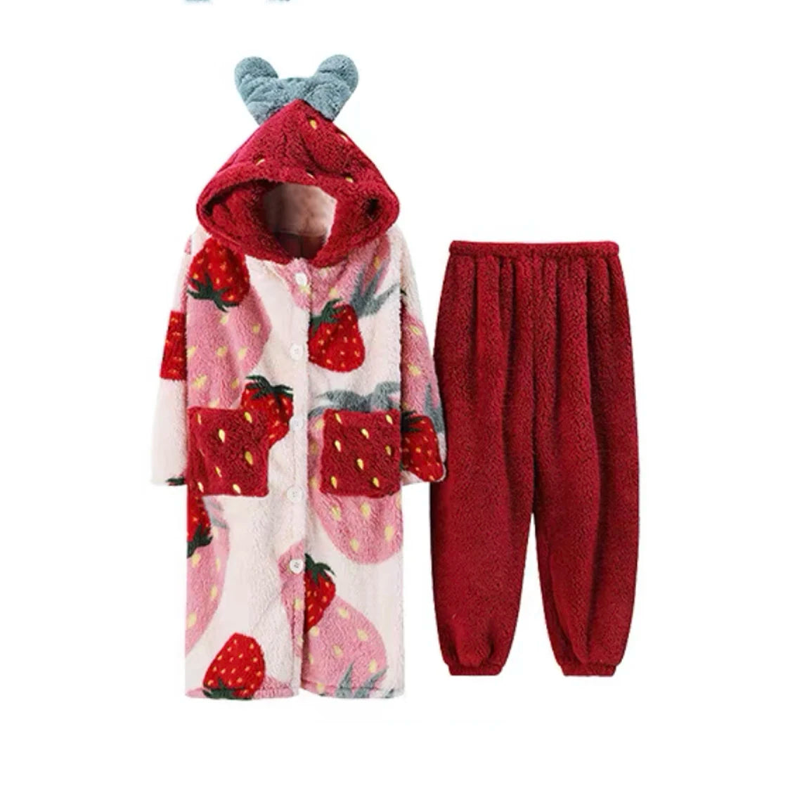 Kawaii Hooded Flannel Robe
