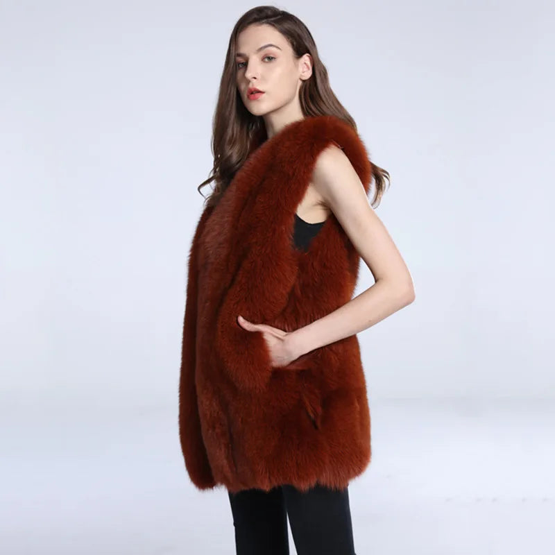 Long Fox Fur Vest
