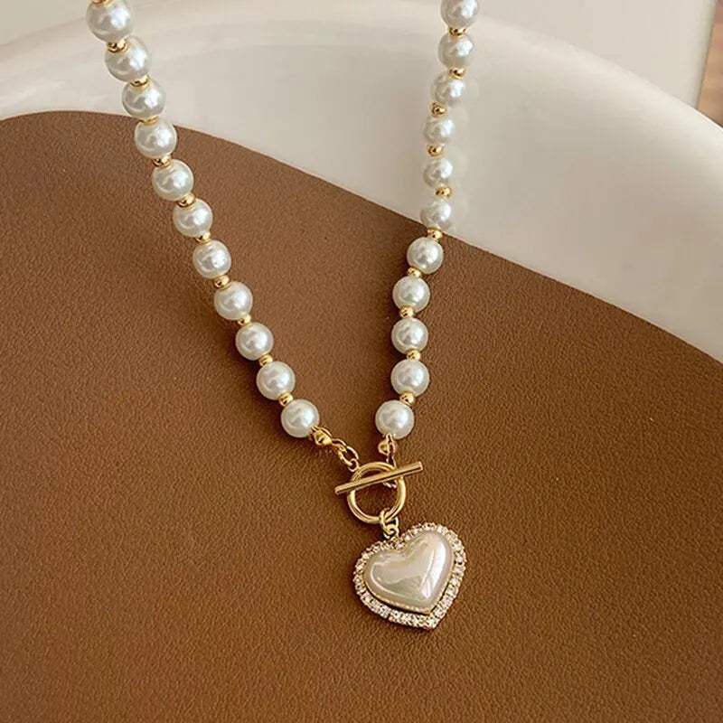 Elegant Pearl Heart Pendant
