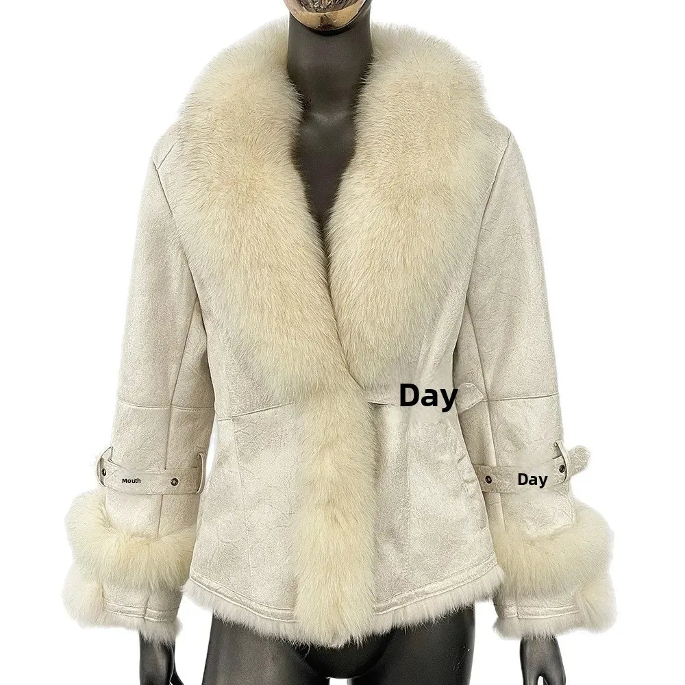 Leather and Fur Integrated Jacket