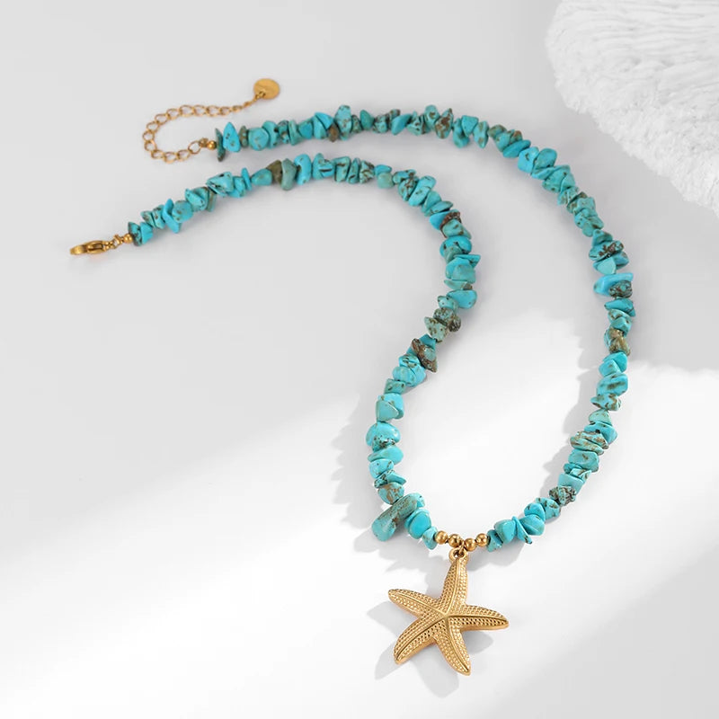 Colored Stone Shell Charm