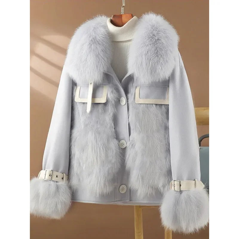 Faux Shearling Leatherette Jacket