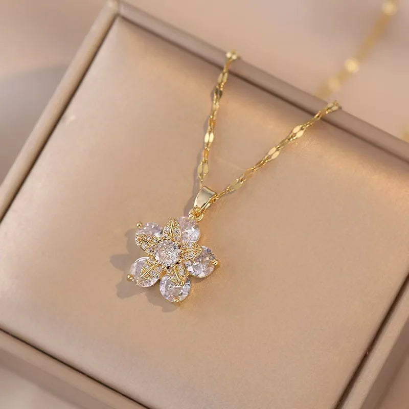 Gold Zircon Flower Chain