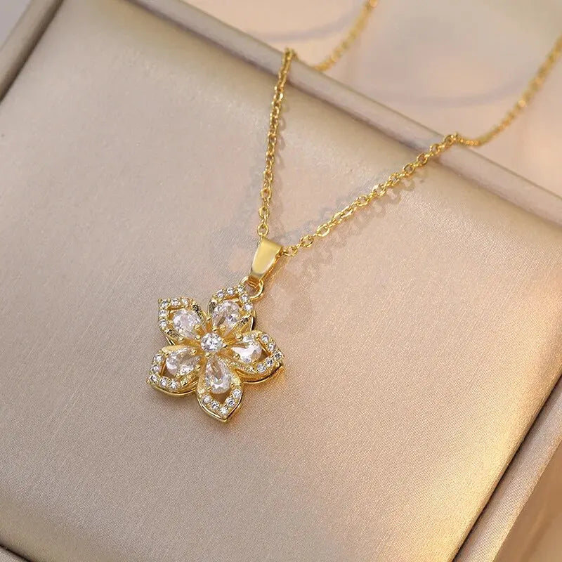 Gold Zircon Flower Chain