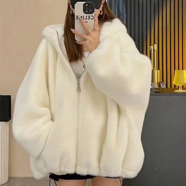 Hooded Faux Shearling Gilet Jacket