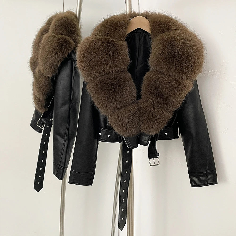 Faux Shearling Cropped Biker