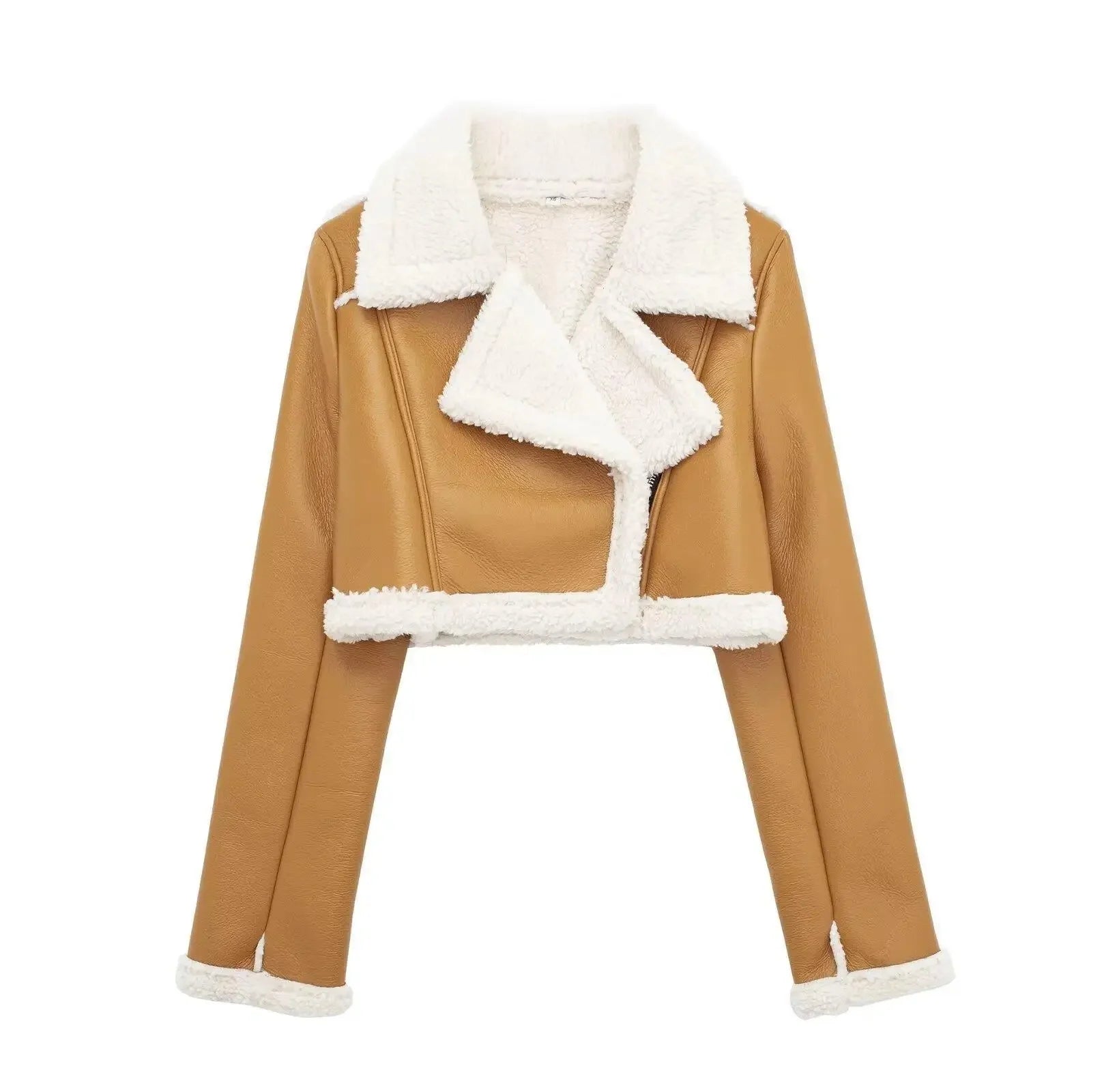 Short Leather Fur Jacket Coat