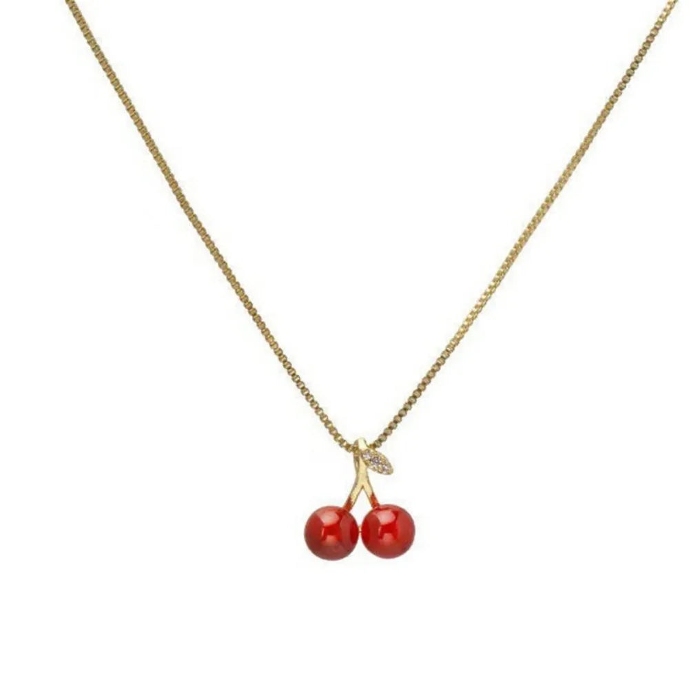 Red Cherry Chain Necklace