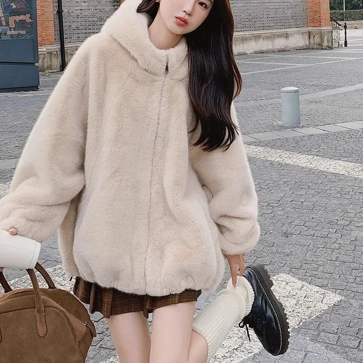 Hooded Faux Shearling Gilet Jacket
