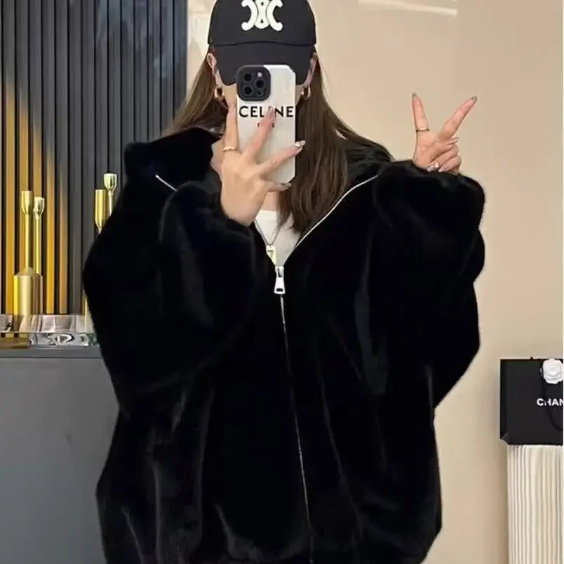 Hooded Faux Shearling Gilet Jacket