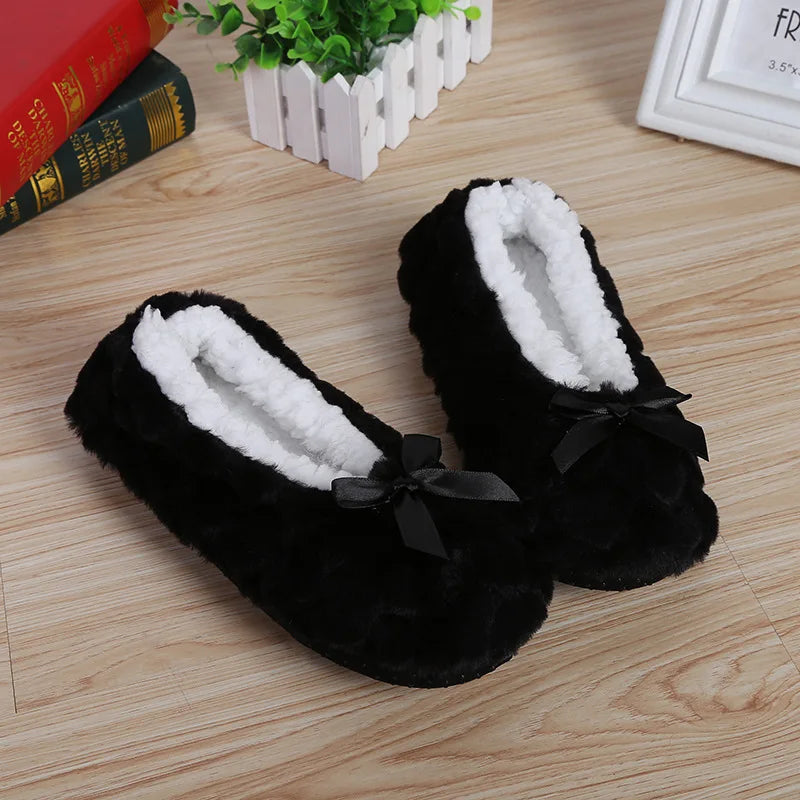 Cute Fuzzy Heart House Shoes