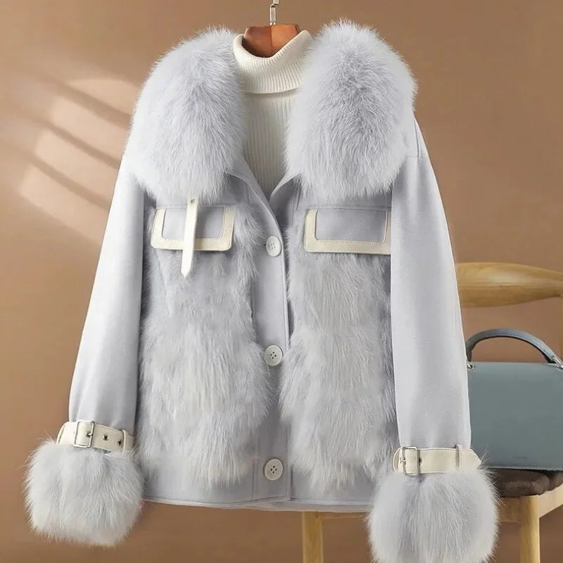 Faux Shearling Leatherette Jacket