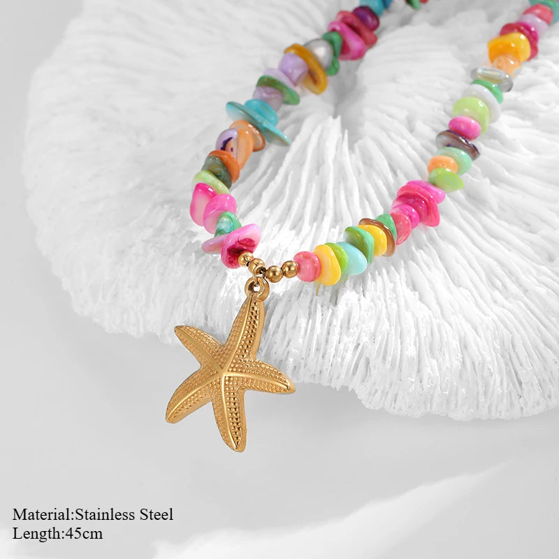 Colored Stone Shell Charm