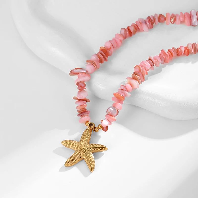 Colored Stone Shell Charm