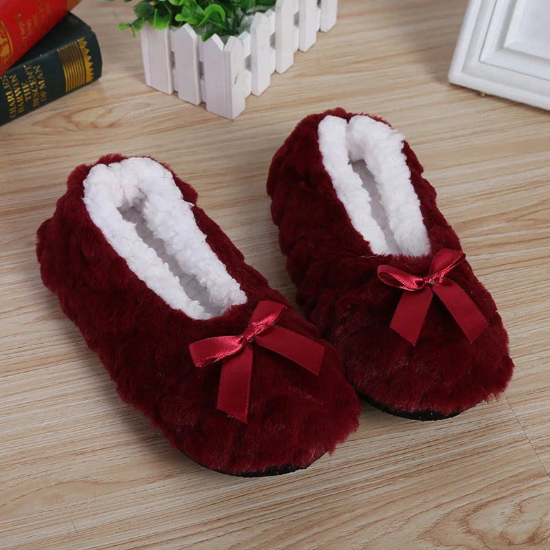 Cute Fuzzy Heart House Shoes