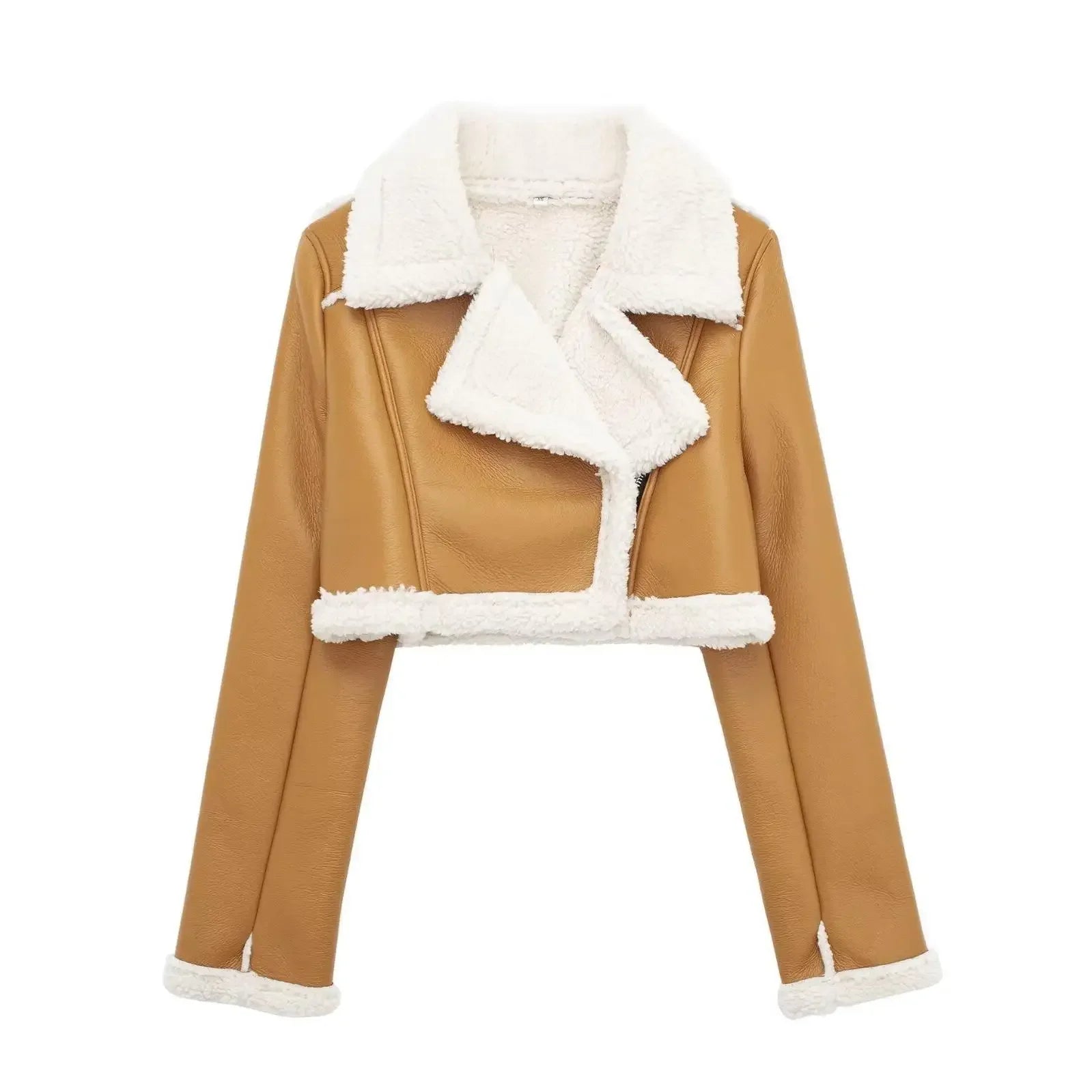 Short Leather Fur Jacket Coat