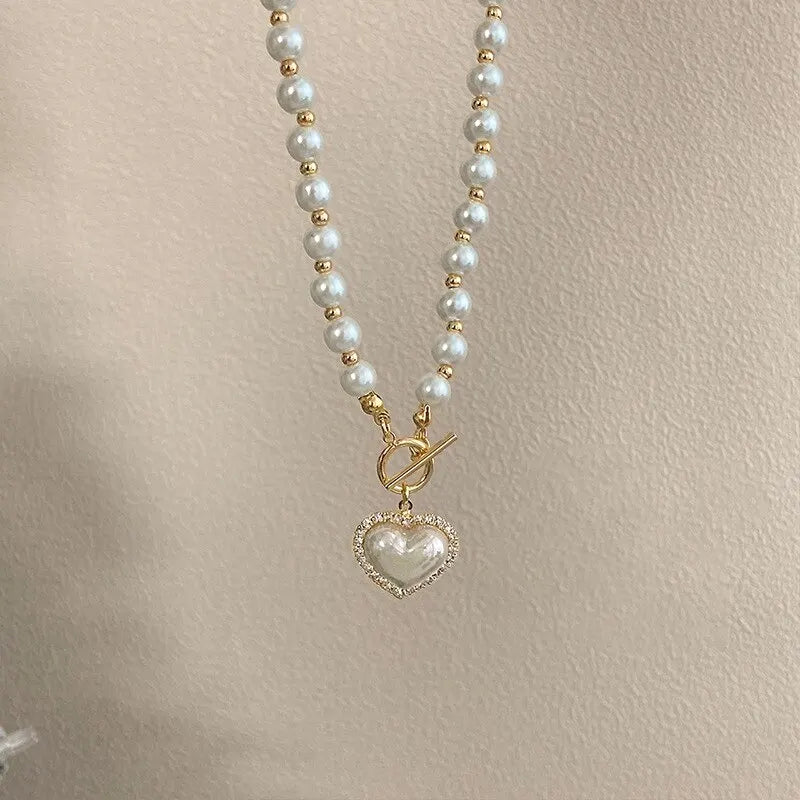 Elegant Pearl Heart Pendant
