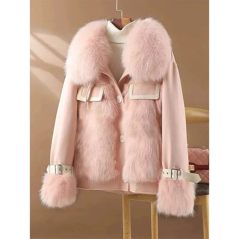 Faux Shearling Leatherette Jacket