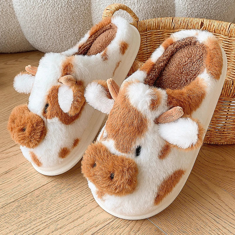 Fuzzy Cow Slippers