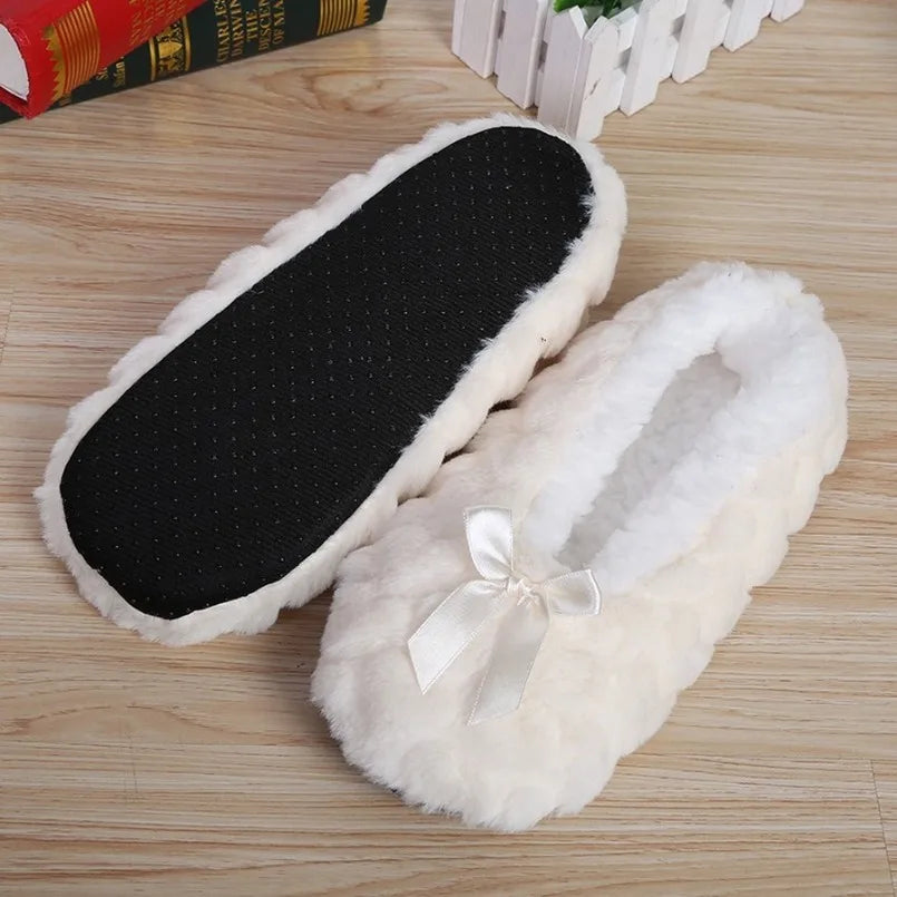 Cute Fuzzy Heart House Shoes