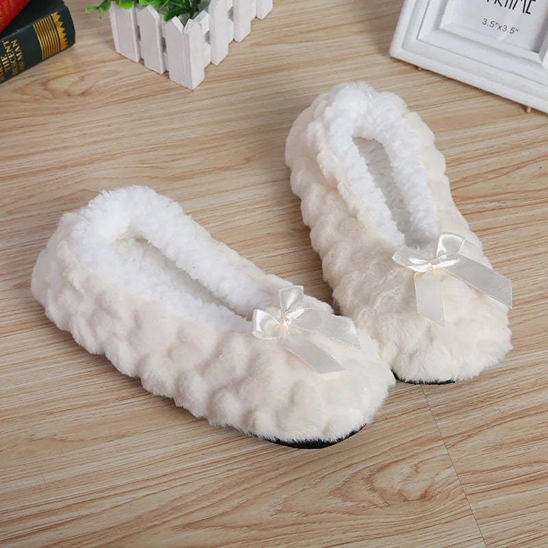 Cute Fuzzy Heart House Shoes