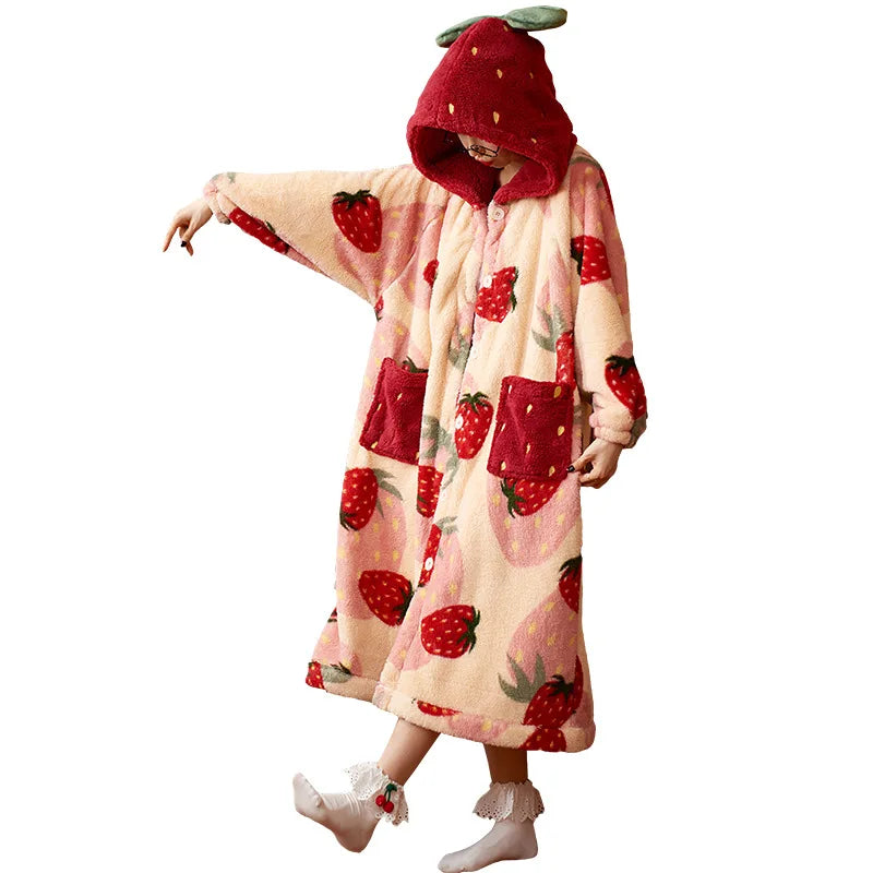 Kawaii Hooded Flannel Robe