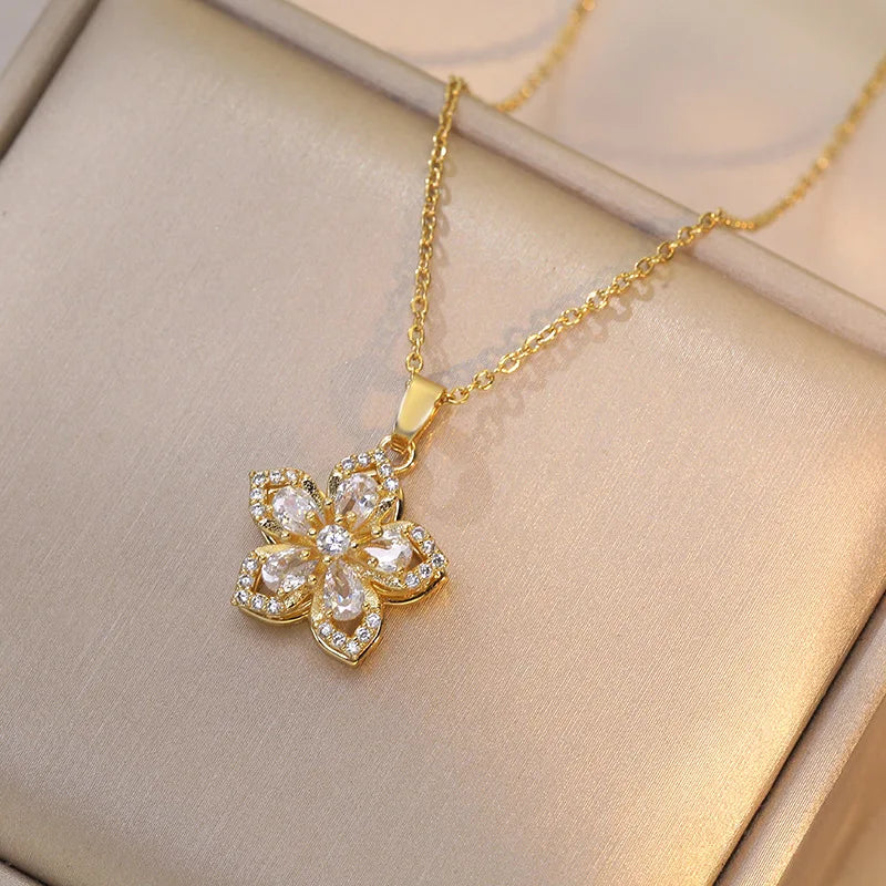 Gold Zircon Flower Chain