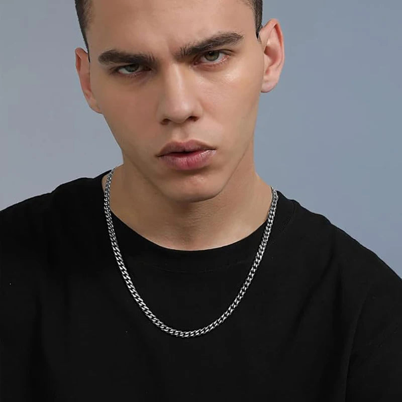 Wide Stainless Cuban Choker