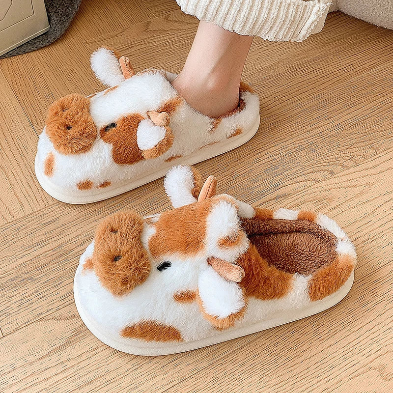 Fuzzy Cow Slippers