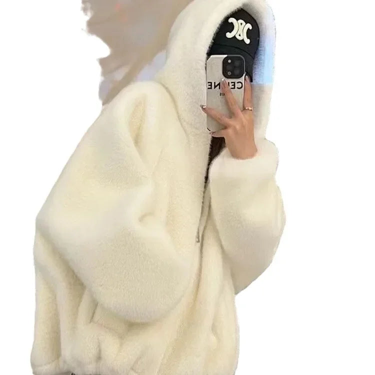 Hooded Faux Shearling Gilet Jacket