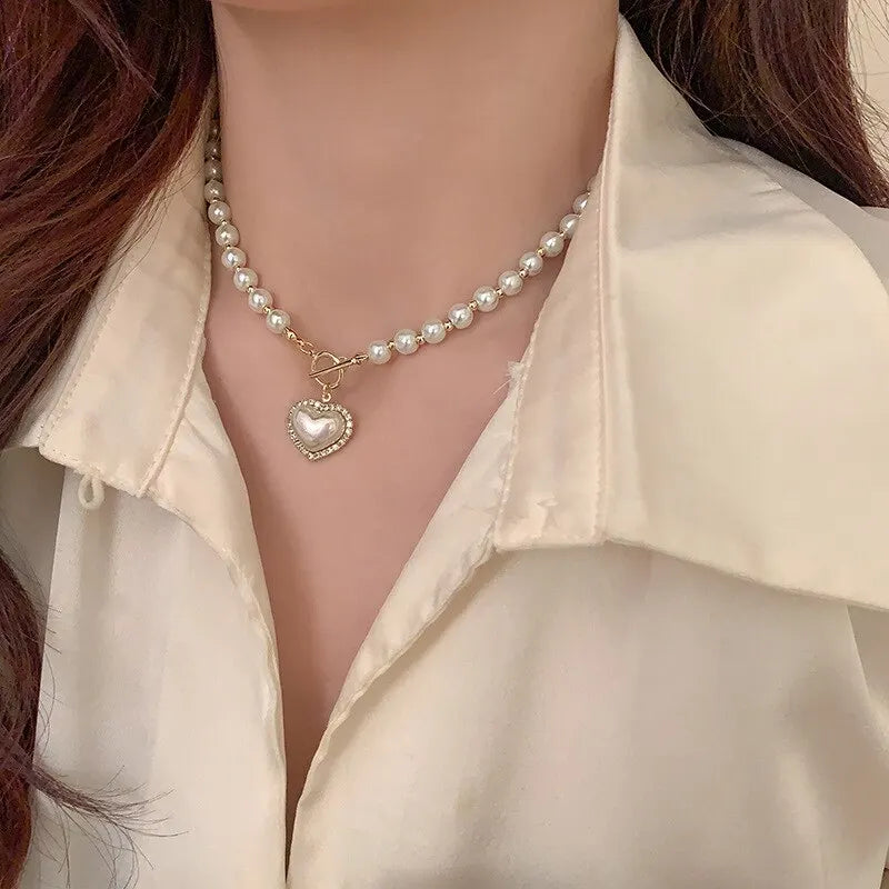 Elegant Pearl Heart Pendant