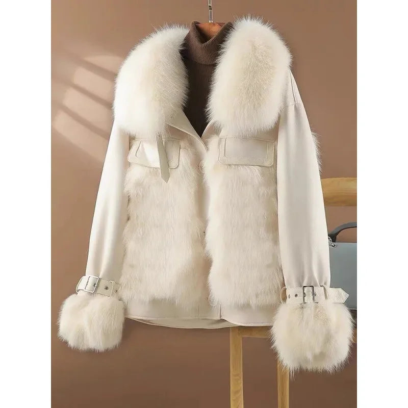 Faux Shearling Leatherette Jacket