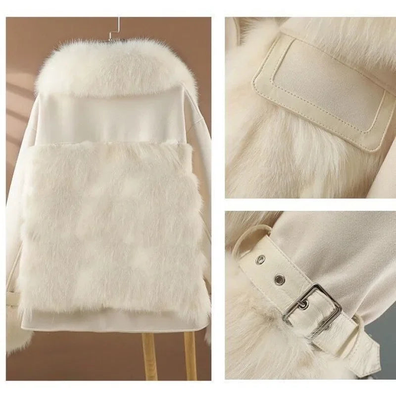 Faux Shearling Leatherette Jacket